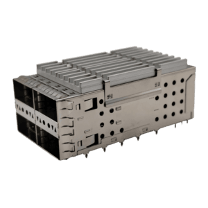 81-161-Y2211-1 - Double-layer QSFP28/28G fiber cage/crimp type 2*2/0.36MM pin/with heat sink/with light guide column