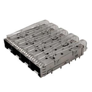 81-281-Y0004-1 - Single-layer SFP+10G fiber cage crimping type 1*4 four-port with high round light guide column