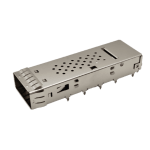 81-161-Y0004-1 - Single-layer QSFP28 28G fiber cage crimping type 1*1 single port with heat dissipation hole