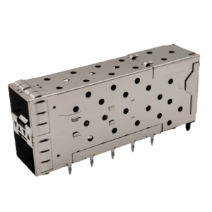 81-121-Y0013-1 - Double SFP+10G fiber cage crimping type 2*1 0.46MM pin with four light guide columns